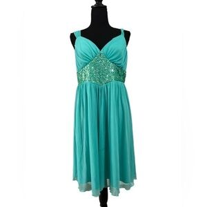 Federick’s‎ of Hollywood vintage Mermaid sequin Core Dress size XL turquoise